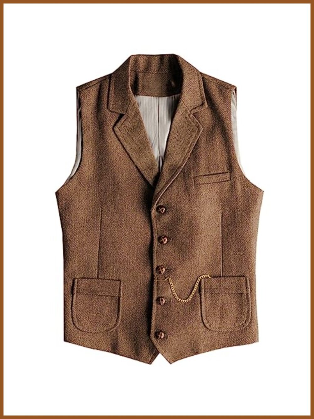 Mens Tweed Herringbone Wool Blend Vest Western Casual Waistcoat